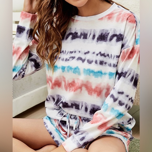 TIE-DYE DROPPED SHOULDER LOUNGE SET - Picture 4 of 4